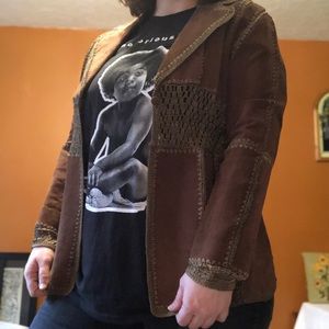 Fun crochet and leather jacket!